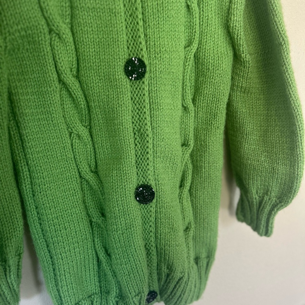 Vintage Lime Green Cable Knit Cardigan - Picture 4 of 10